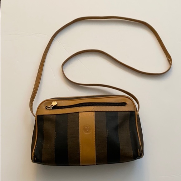 Fendi Handbags - Authentic Fendi Pequin Tan Canvas Cross Body